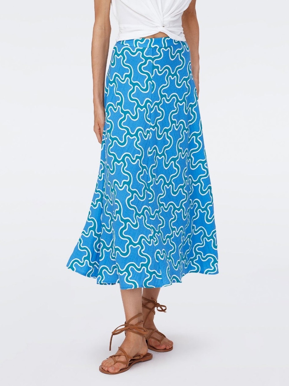 Diane Von Furstenberg Florencia Skirt in Cloud Patch Blue - 8